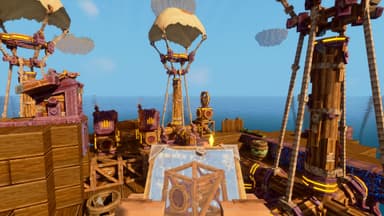 Airship deck view showing balloon and crafting station area